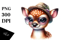 Cute Deer with Hat and Sunglasses, Transparent PNG Product Image 1