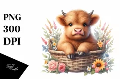 Cute Highland Cow Smiling | Sublimation | Clipart Product Image 1