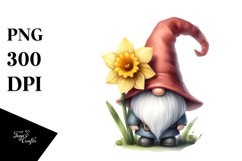 Cute Gnome with Daffodil PNG Product Image 1