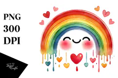 Colorful Rainbow with Smiling Hearts, PNG Product Image 1