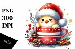 Whimsical Chicken in Santa Hat PNG Product Image 1