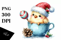 Whimsical Chicken in Santa Hat PNG Product Image 1