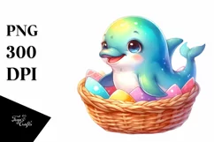 Colorful Smiling Baby Dolphin | Clipart Product Image 3