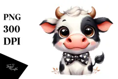 Funny Cow with Bow and Tie, PNG Product Image 1