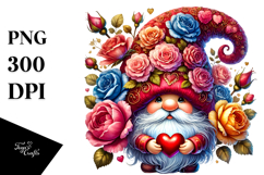 Detailed Gnome with Roses PNG Product Image 1