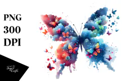 Colorful Grungy Butterfly PNG Product Image 1