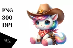 Baby Unicorn Cowboy | Sublimation | Clipart Product Image 1