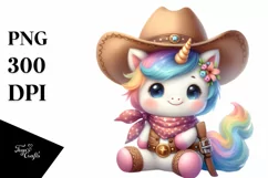 Cute Baby Unicorn Cowboy | Clipart Product Image 1