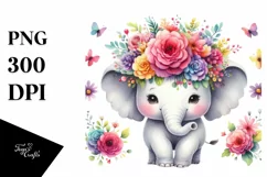 Watercolor Elephant Portrait, Transparent PNG Product Image 3