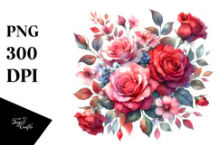 Colorfull Red Roses and Carnation PNG Product Image 1