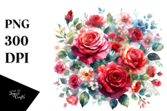 Colorfull Red Roses and Carnation PNG Product Image 1