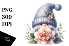 Cute Gnome with Gardenia PNG Product Image 1