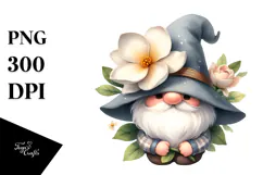 Cute Gnome with Gardenia PNG Product Image 1