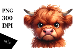 Funny Baby Face Highland Cow, PNG Product Image 1