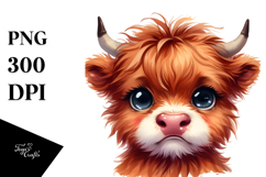 Funny Baby Face Highland Cow, PNG Product Image 1