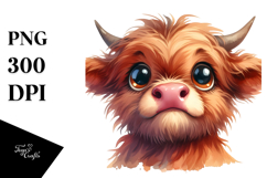 Funny Baby Face Highland Cow, PNG Product Image 1