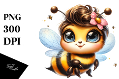 Cute Baby Bee with Cool Haircut PNG Product Image 1
