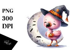 Cute Halloween Flamingo PNG Product Image 1