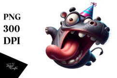 Goofy Hippo Digital Art, PNG Product Image 1