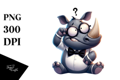Cartoon Rhino with Cross-Eyed Expression PNG Product Image 1