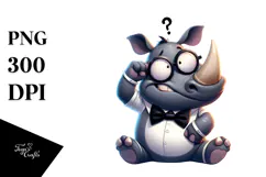 Cartoon Rhino with Cross-Eyed Expression PNG Product Image 1