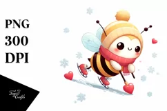 Cute Baby Bee Commemorated on a Sleigh, Transparent PNG Product Image 1