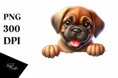 Cute Enthusiastic Mastiff Baby Smiling Watercolor Flower | Product Image 1
