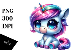 Cute Sitting Unicorn with Expressive Face PNG Product Image 1