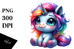 Cute Unicorn Jumping in Funny Style PNG Product Image 1
