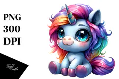 Cute Unicorn Jumping in Funny Style PNG Product Image 1