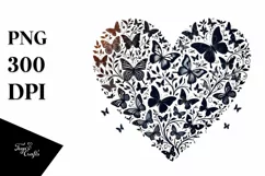 Heart Butterflies Silhouettes Colorful Whimsical Unique Art Product Image 1
