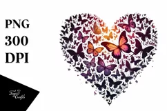 Heart Butterflies Silhouettes Colorful Whimsical Unique Art Product Image 1