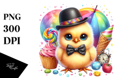 Crazy Cute Chicken with Bowtie PNG Product Image 1