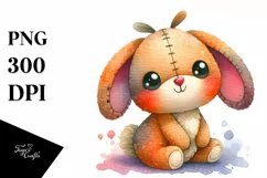 Smiling Cute Baby Rabbit Watercolor Clipart Product Image 3