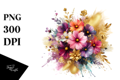 Watercolor Abstract Bouquet with Cosmos Clipart Product Image 1