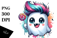 Funny Adorable Ghost with Lollipop PNG Product Image 1