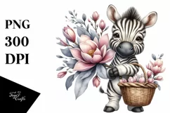 Whimsical Baby Zebra with Flower Basket | Magnolia Bouquet Product Image 3