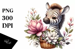 Whimsical Baby Zebra with Flower Basket | Magnolia Bouquet Product Image 1