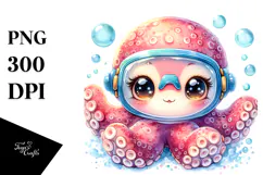 Cute Baby Octopus, Energetic PNG Product Image 1
