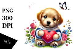 Colorful Digital Baby Puppy with Big Heart PNG Product Image 1