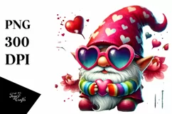 Valentines Gnome with Sunglasses PNG Product Image 1