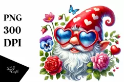 Valentines Gnome with Sunglasses PNG Product Image 1