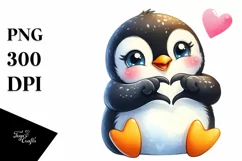 Cute Smiling Penguin Love Sign | Sublimation Clipart Product Image 3