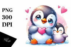 Cute Smiling Penguin Love Sign | Sublimation Clipart Product Image 3