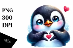 Cute Smiling Penguin Love Sign | Sublimation Clipart Product Image 3