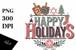 Retro Happy Holidays Dreidel Png Product Image 5
