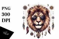 Funny Lion Smiling Sunglasses | Sublimation Clipart Product Image 1
