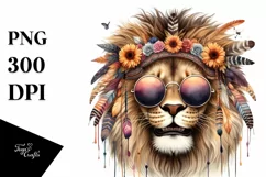 Funny Lion Smiling Sunglasses | Sublimation Clipart Product Image 1