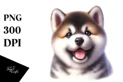 Happy Akita Puppy PNG Product Image 1