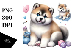 Happy Akita Puppy PNG Product Image 1